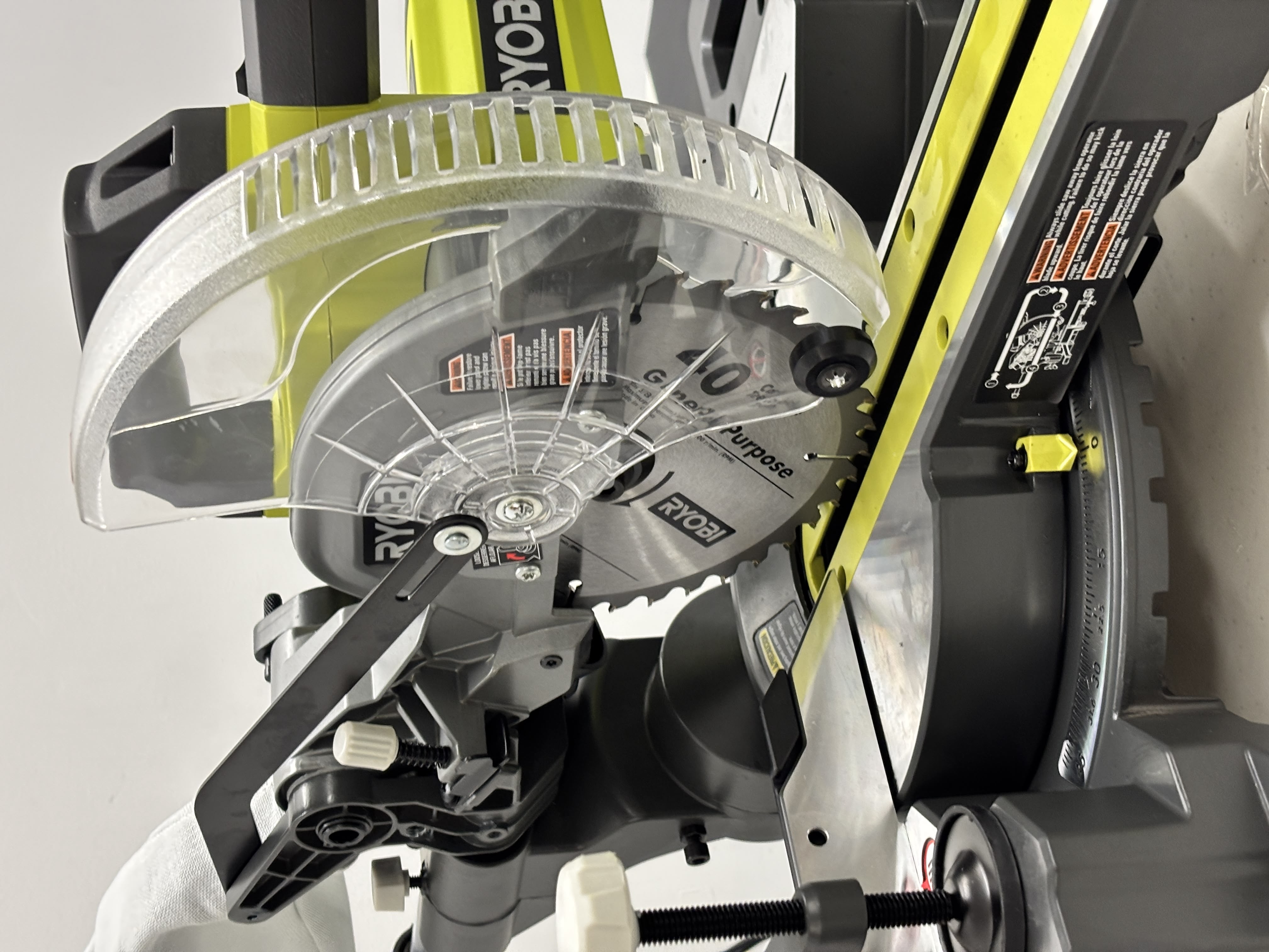 Ryobi miter saw close-up